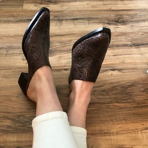 Vintage Tooled Leather Mules